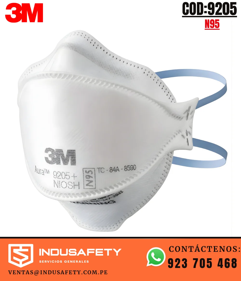 Respirador N95 3M Aura 9205+ plegable con diseño de 3 paneles