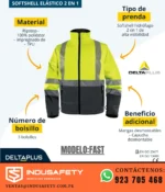 Softshell Delta Plus FAST Amarillo Fluo-Gris características 2 en 1