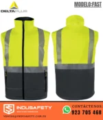 Softshell Delta Plus FAST Amarillo Fluo-Gris con mangas desmontables