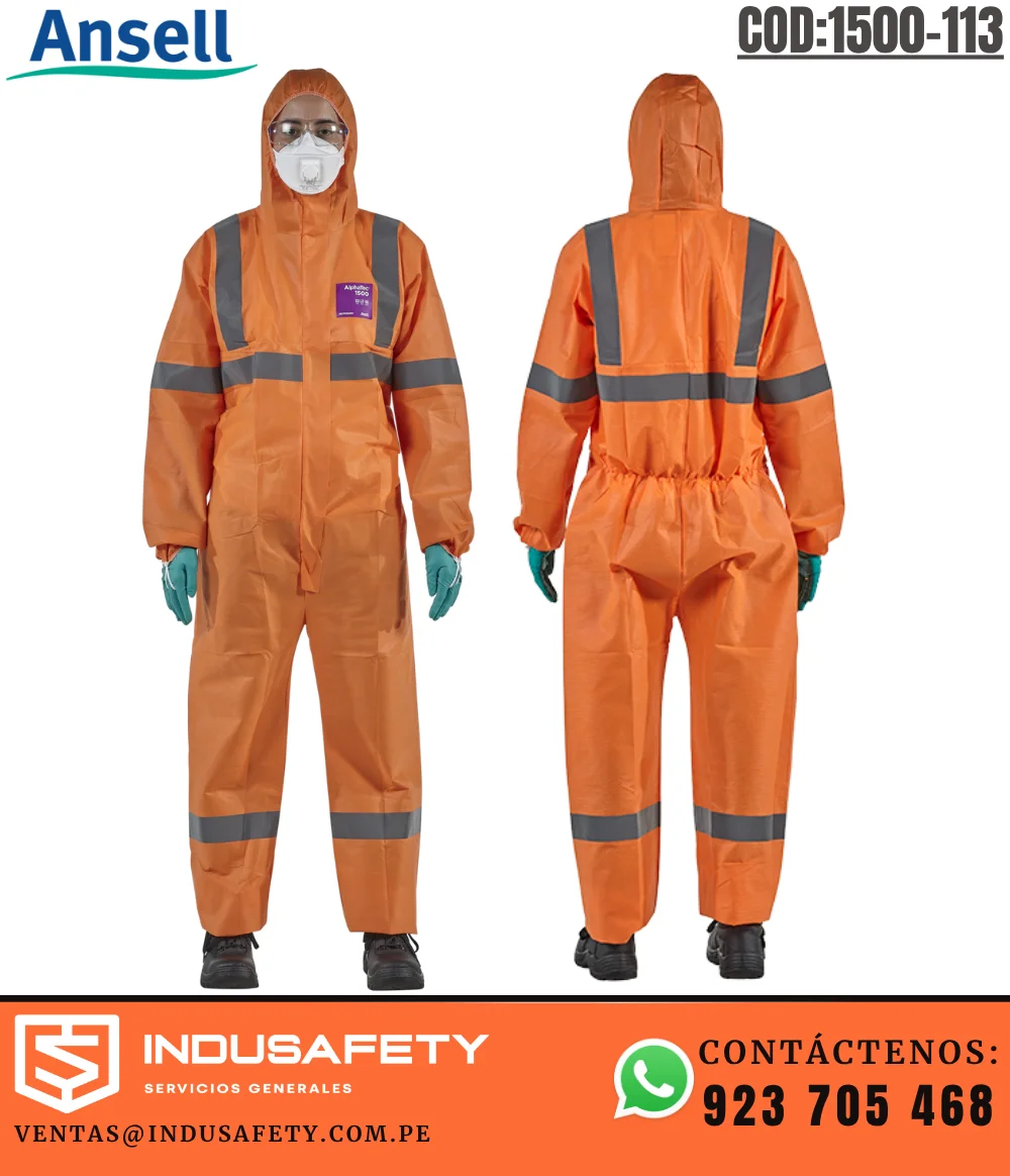 Traje AlphaTec 1500 Modelo 113 naranja con cintas reflectivas