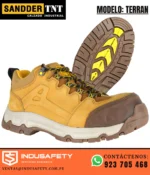 Zapato de seguridad Terran Sandder TNT con suela de alto agarre y diseño industrial resistente.