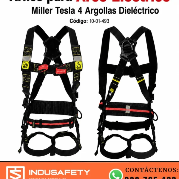 Arnés para Arco Eléctrico Miller Tesla 4 Argollas Dieléctrico