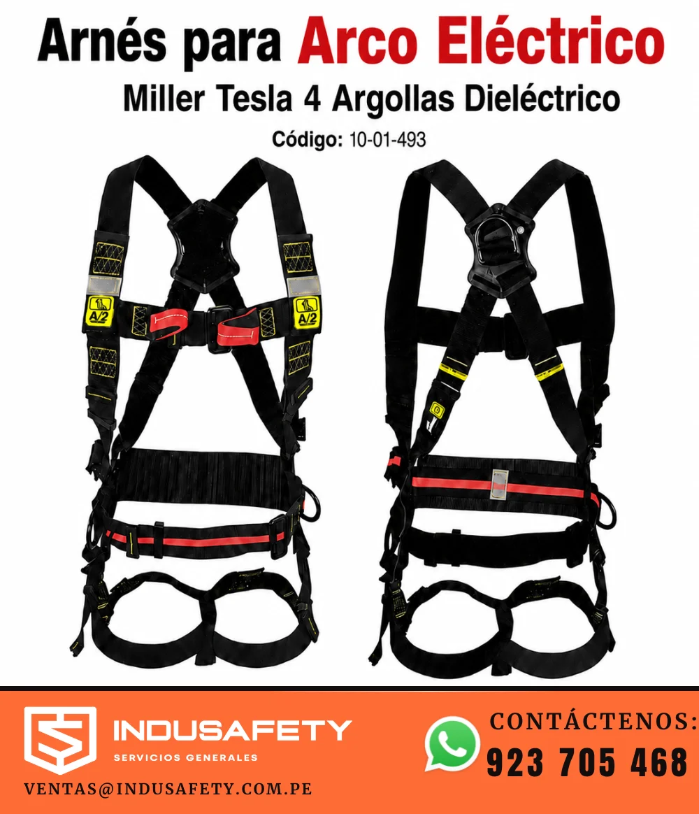 Arnés para Arco Eléctrico Miller Tesla 4 Argollas Dieléctrico