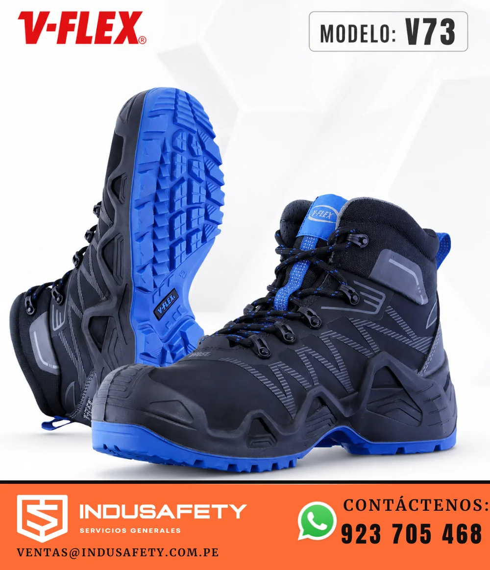 Botín VFlex V73 dieléctrico negro azul con diseño de seguridad industrial