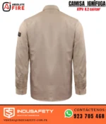 Camisa Ignífuga Beige 8.2 cal/cm² Absolute Fire vista de espalda