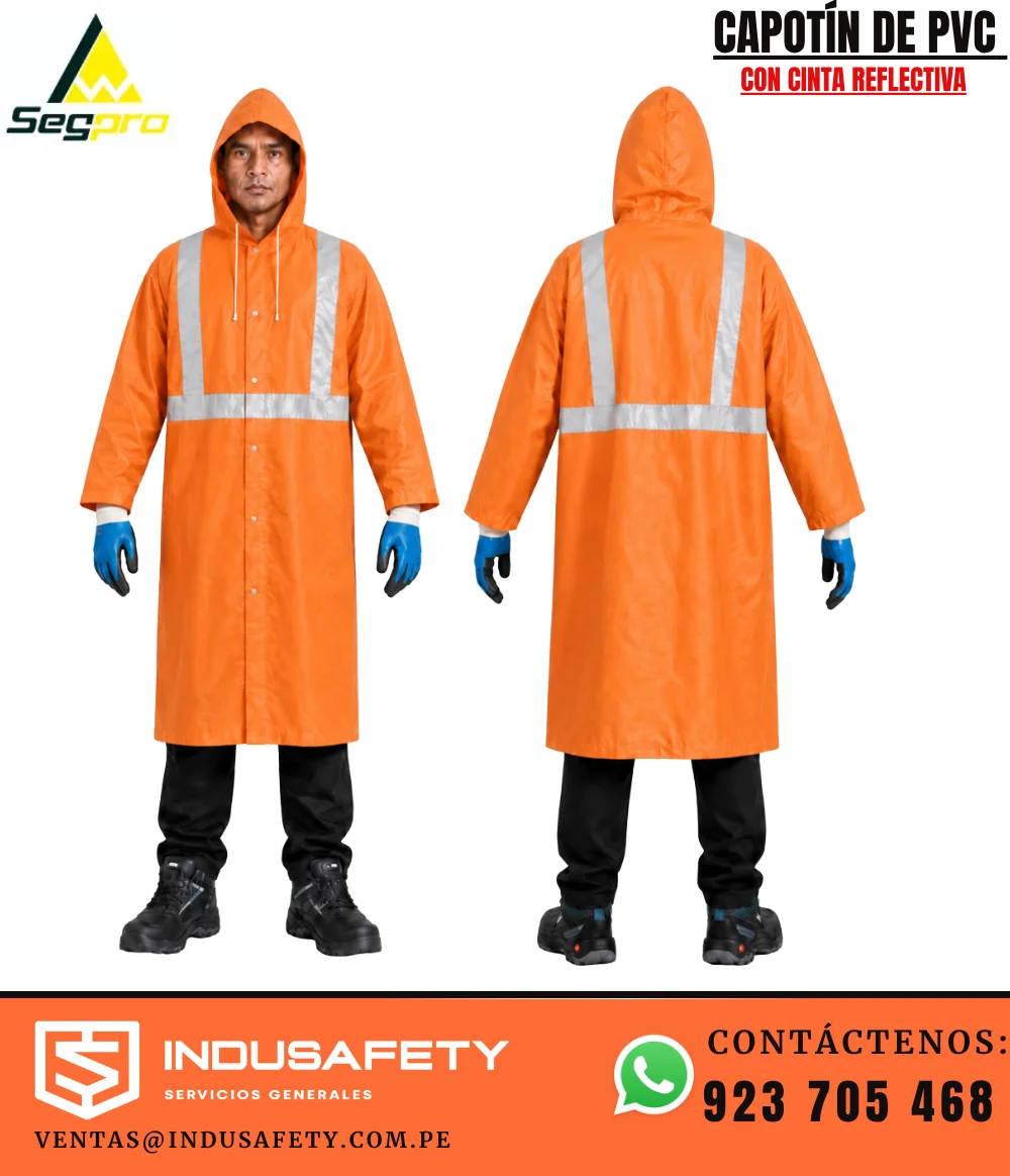 Capotín Impermeable para Lluvia Naranja PC06013 con cinta reflectiva