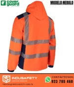 Casaca Coverguard NEBULO vista posterior con bandas reflectivas