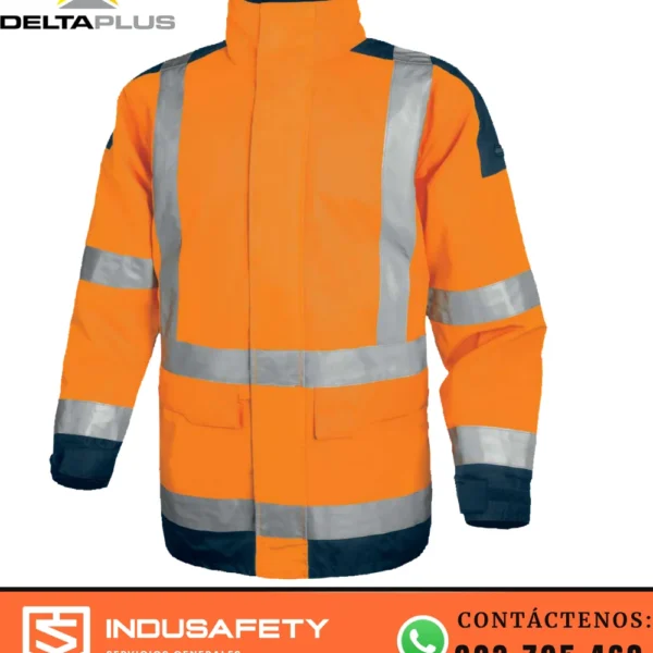 Casaca Delta Plus EASYVIEW naranja fluo azul marino impermeable