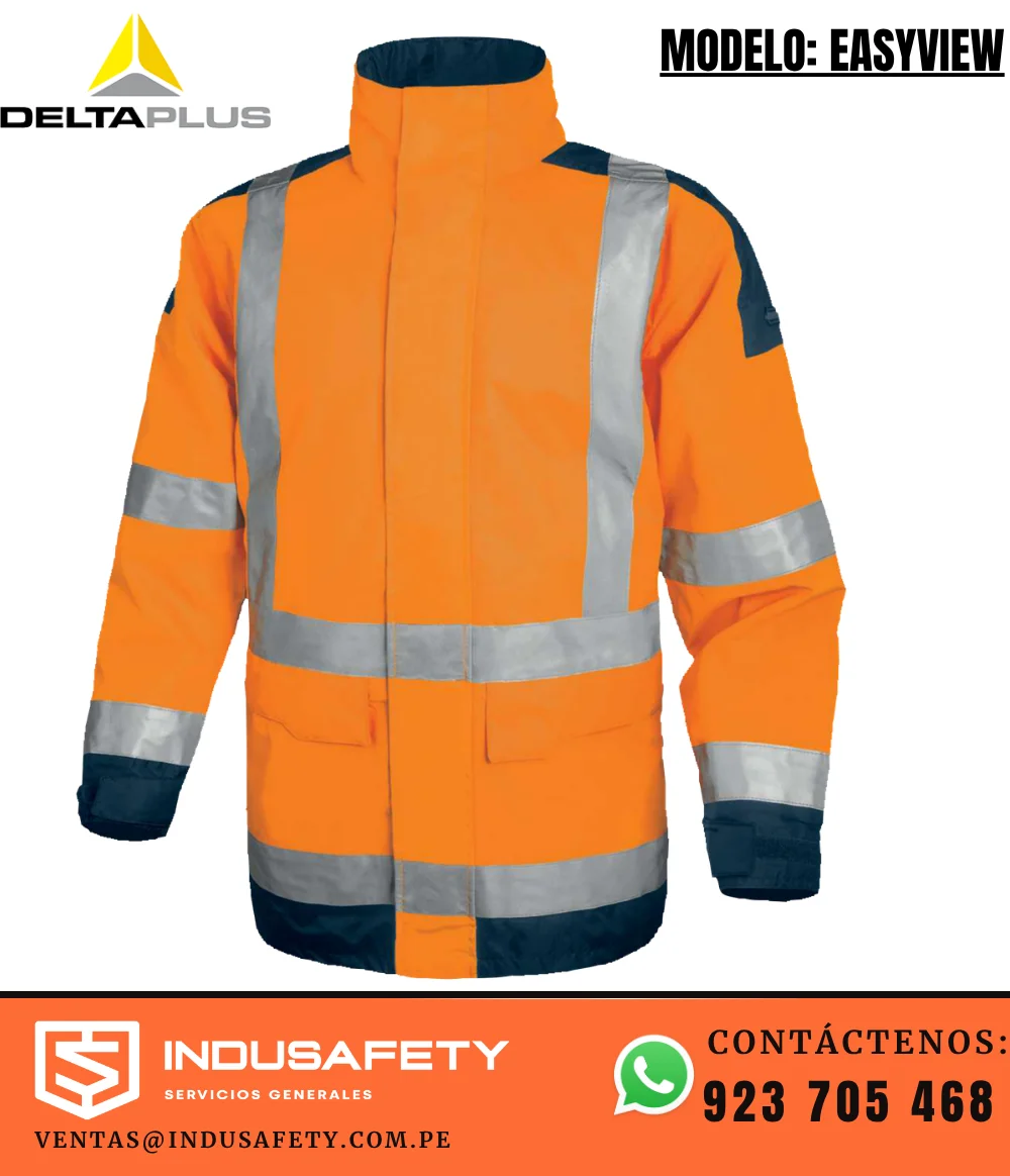 Casaca Delta Plus EASYVIEW naranja fluo azul marino impermeable