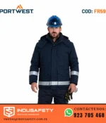 Trabajador con casaca ignífuga Portwest FR59 azul marino antiestática