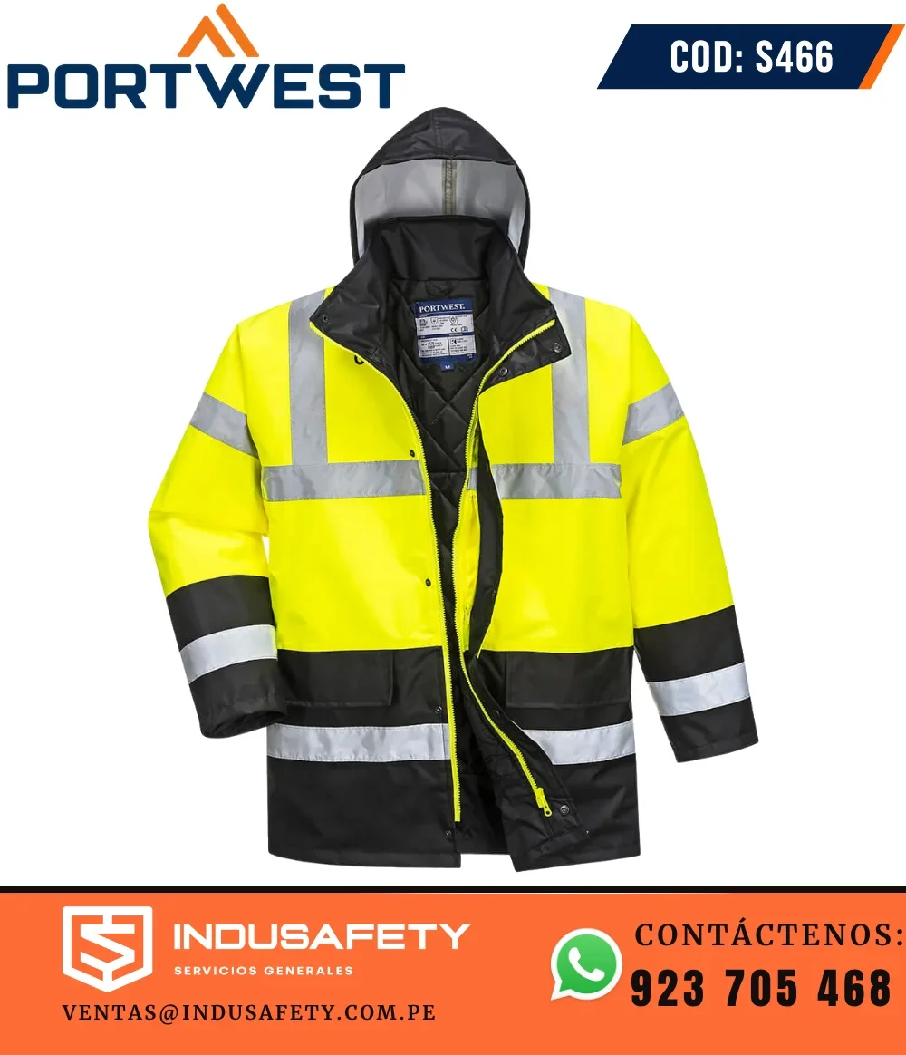 Casaca Térmica Impermeable Portwest S466 de alta visibilidad amarillo negro