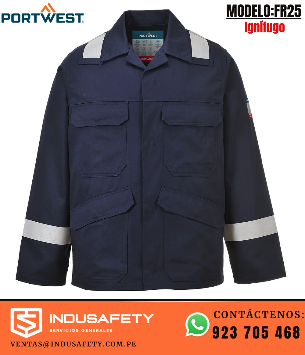 Chaqueta Ignífuga Portwest FR25 Bizflame Plus azul marino