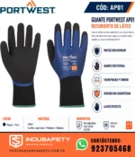 Guante Portwest AP01 recubierto de látex para protección térmica, agarre seguro y uso en condiciones de frío.