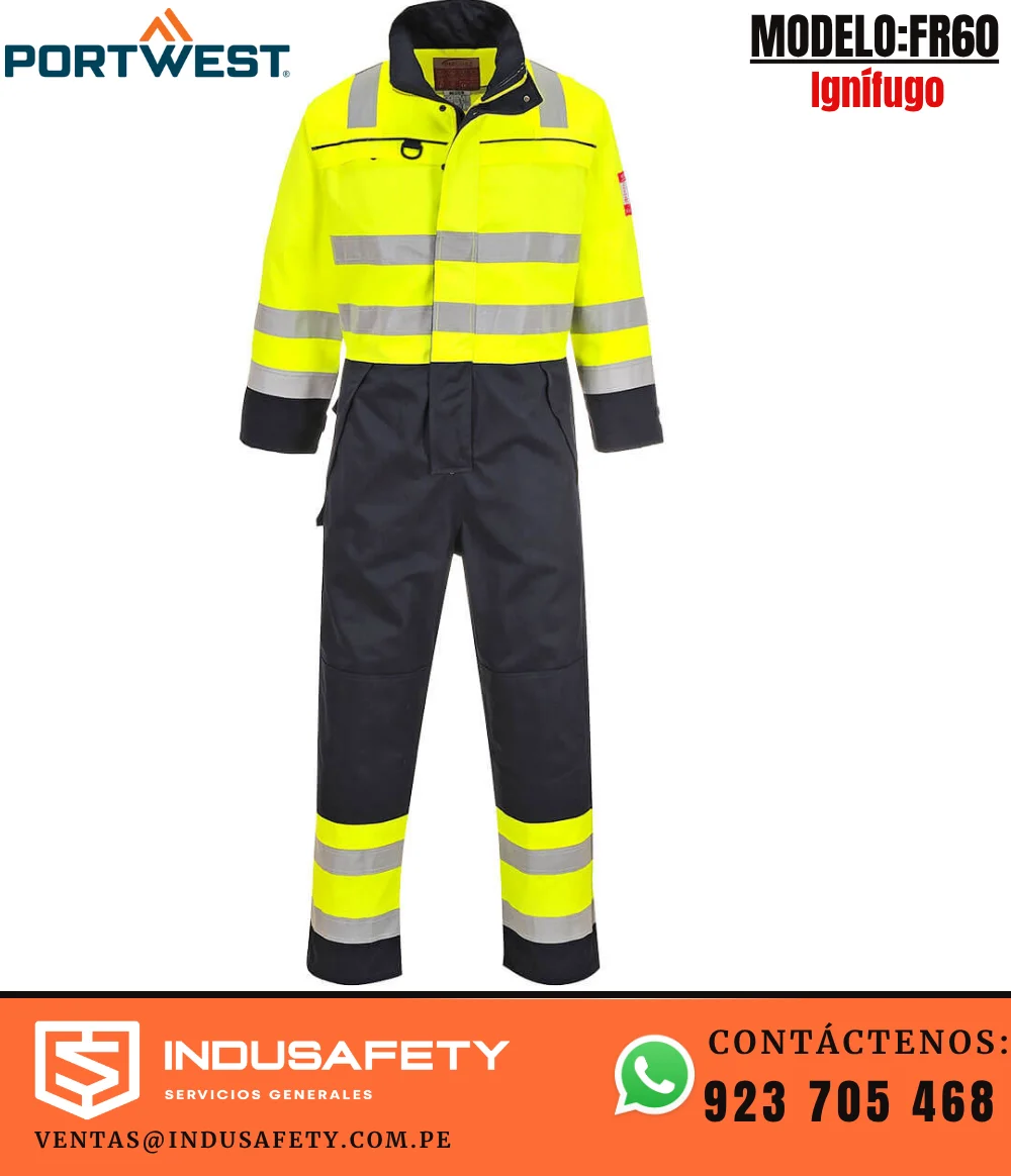 Overol Ignífugo Portwest FR60 alta visibilidad amarillo marino