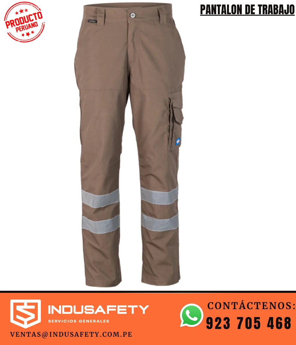 Pantalón de Trabajo Beige con cinta reflectiva 3M y bolsillo lateral
