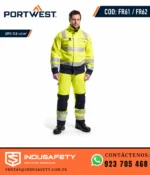 Pantalón ignífugo FR62 Portwest de alta visibilidad en uso con ATPV 13.6 cal/cm²