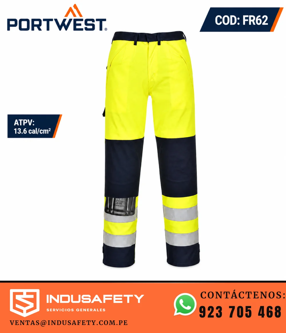 Pantalón ignífugo Portwest FR62 de alta visibilidad con ATPV 13.6 cal/cm²