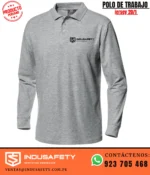 Polo de Trabajo Cuello Camisero 100% algodón jersey 20/1 color gris para uniforme industrial
