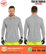 Polo de Trabajo Cuello Camisero frontal y espalda jersey 20/1 color gris
