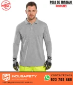 Polo de Trabajo Cuello Camisero jersey 20/1 color gris para uniforme industrial