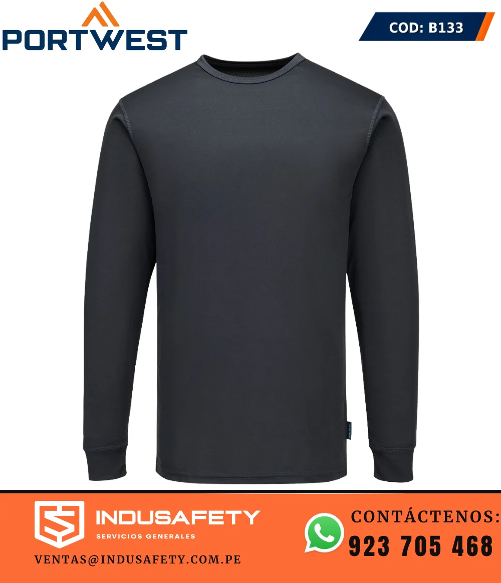 Polo Térmico Manga Larga Portwest B133 color negro