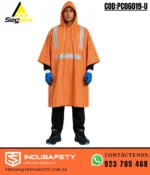 Poncho para lluvia con cinta reflectiva naranja Segpro frontal