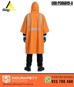 Poncho para lluvia con cinta reflectiva naranja Segpro posterior