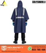 Poncho de PVC con cinta reflectiva azul marino Segpro PC06018-U posterior