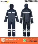 Traje para Lluvia con Cinta Reflectiva Azul ActiveX vista frontal y posterior
