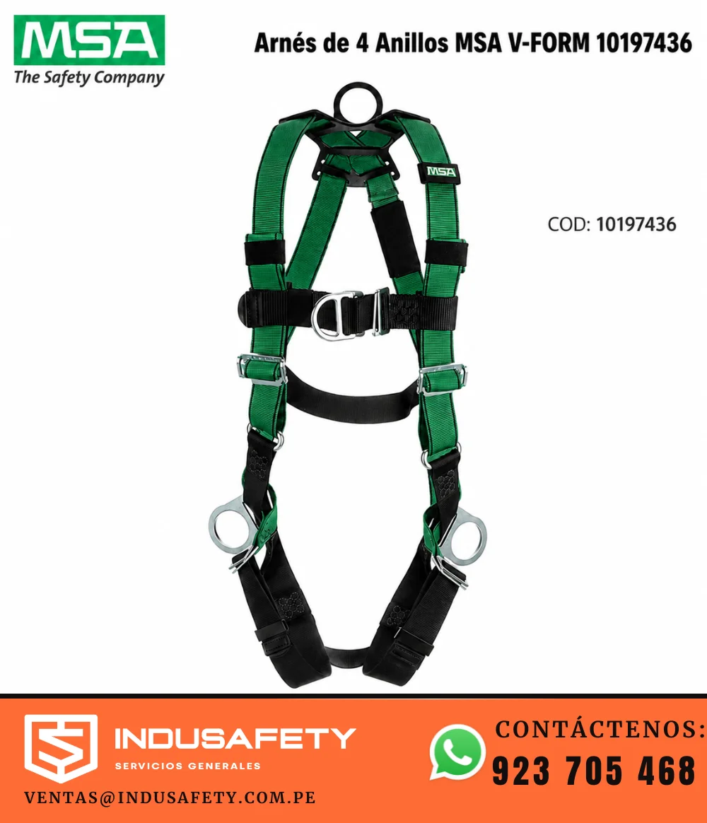 Arnés de 4 anillos MSA V-FORM 10197436 para trabajos en altura
