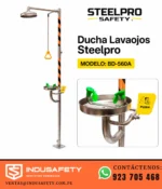 Ducha Lavaojos Steelpro Inox BD-560A de acero inoxidable para emergencia industrial