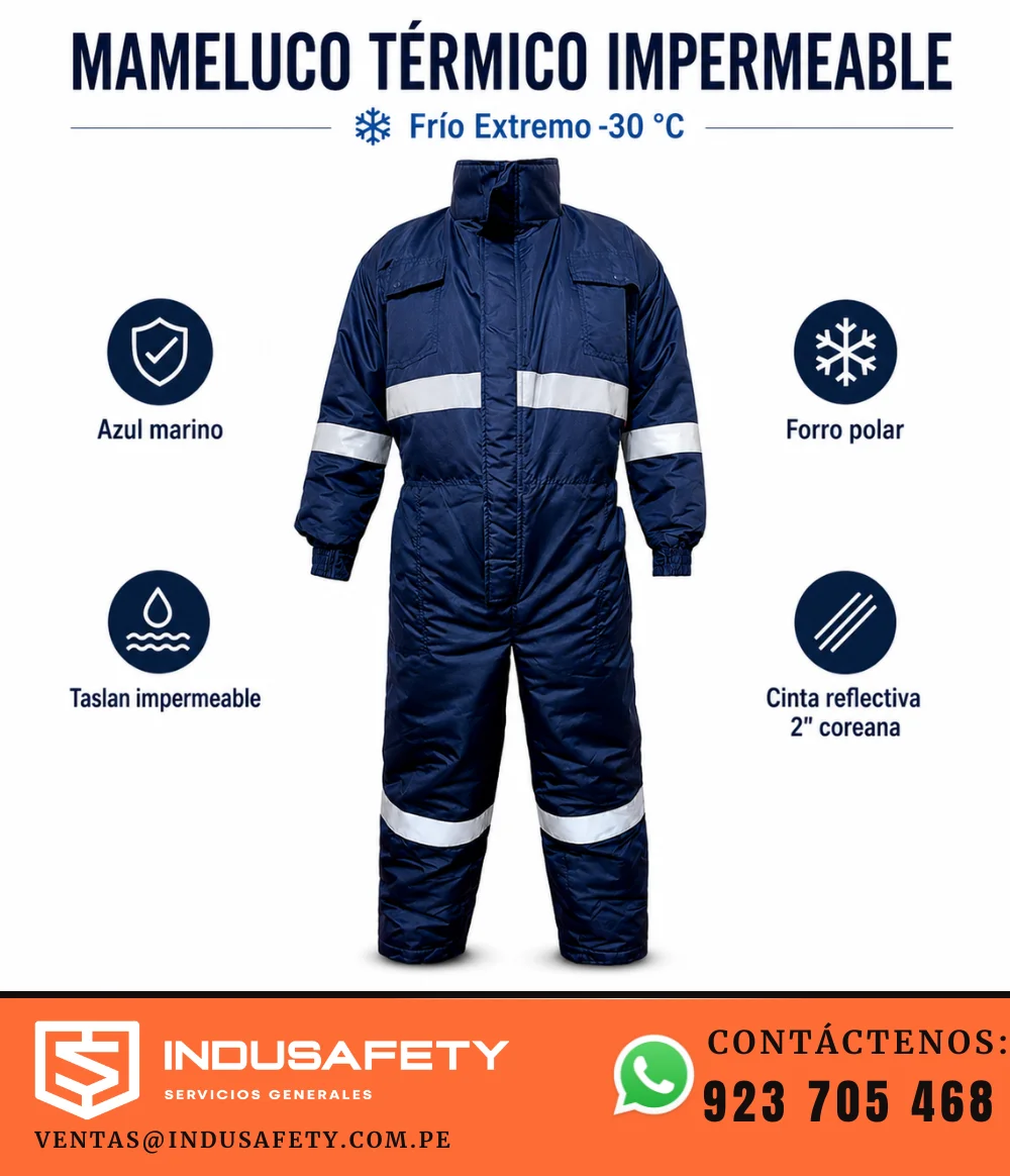 Mameluco térmico impermeable para frío extremo -30 °C con cinta reflectiva