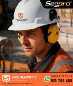 Orejeras adaptables al casco Segpro PAACSP-27DB NRR 27 dB en uso