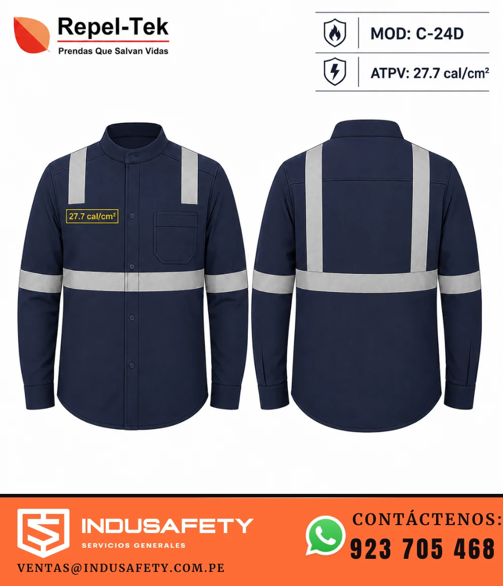 Camisa contra arco eléctrico Repel-Tek con cinta reflectiva y ATPV de 27.7 cal/cm²