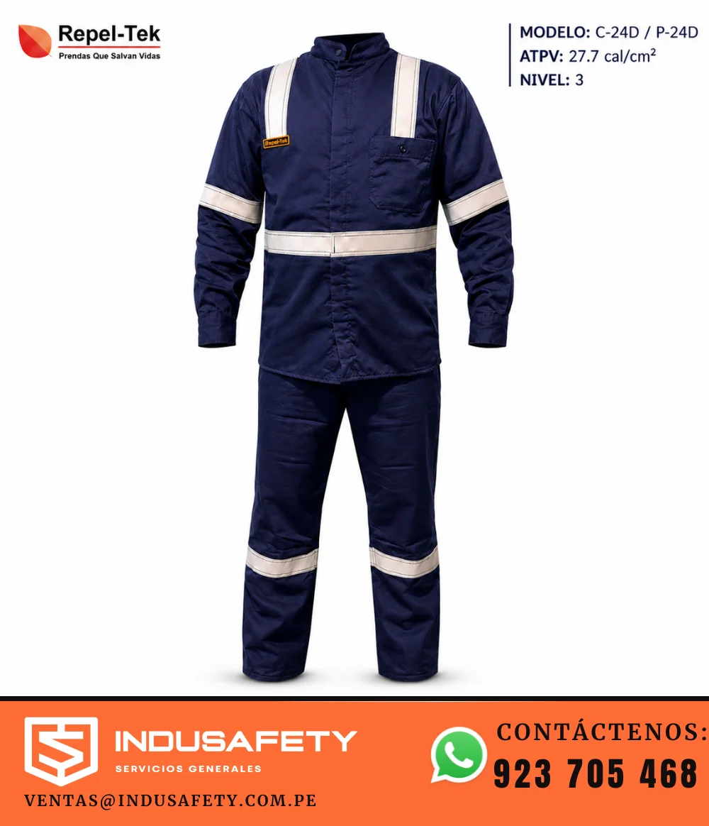 Uniforme ignífugo nivel 3 ATPV 27.7 cal/cm² Repel-Tek para arco eléctrico
