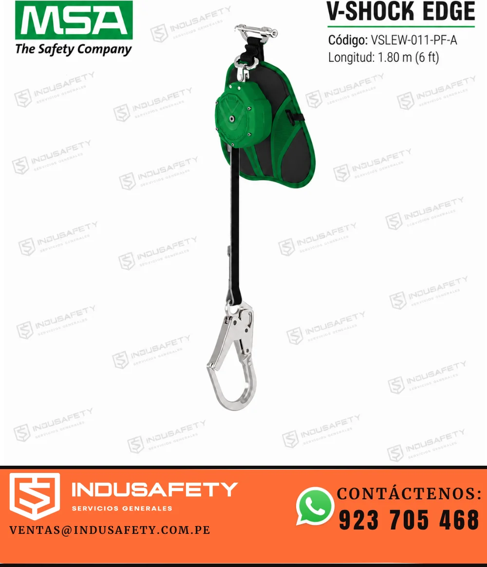 Bloque retráctil MSA VSLEW-011-PF-A V-SHOCK EDGE de 1.8 m