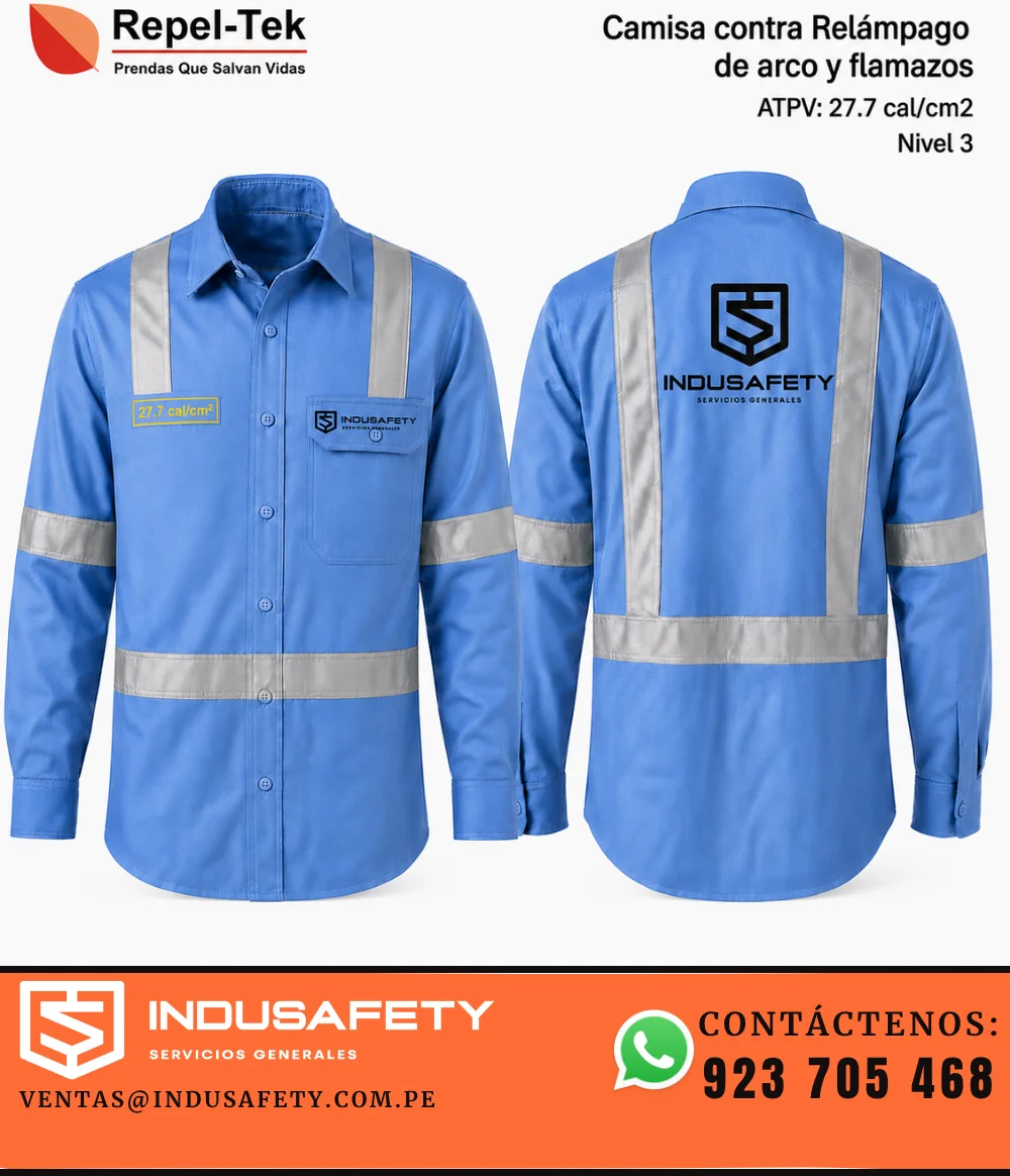 Camisa contra arco eléctrico Repel-Tek 27.7 cal/cm² Nivel 3 con cinta reflectiva