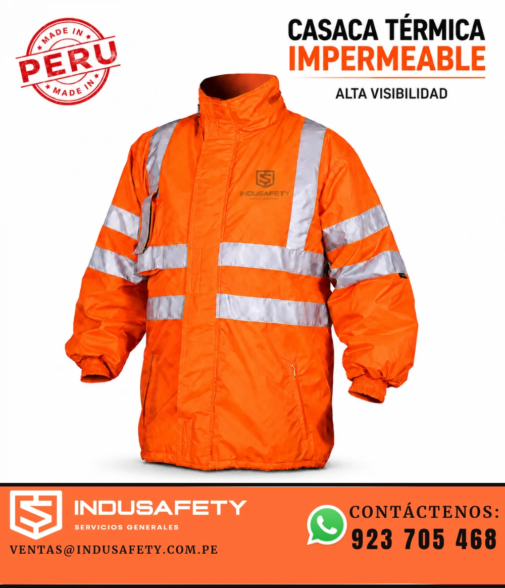 Casaca industrial para minería térmica impermeable de alta visibilidad