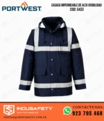 Casaca Portwest S433 Impermeable de Alta Visibilidad azul marino