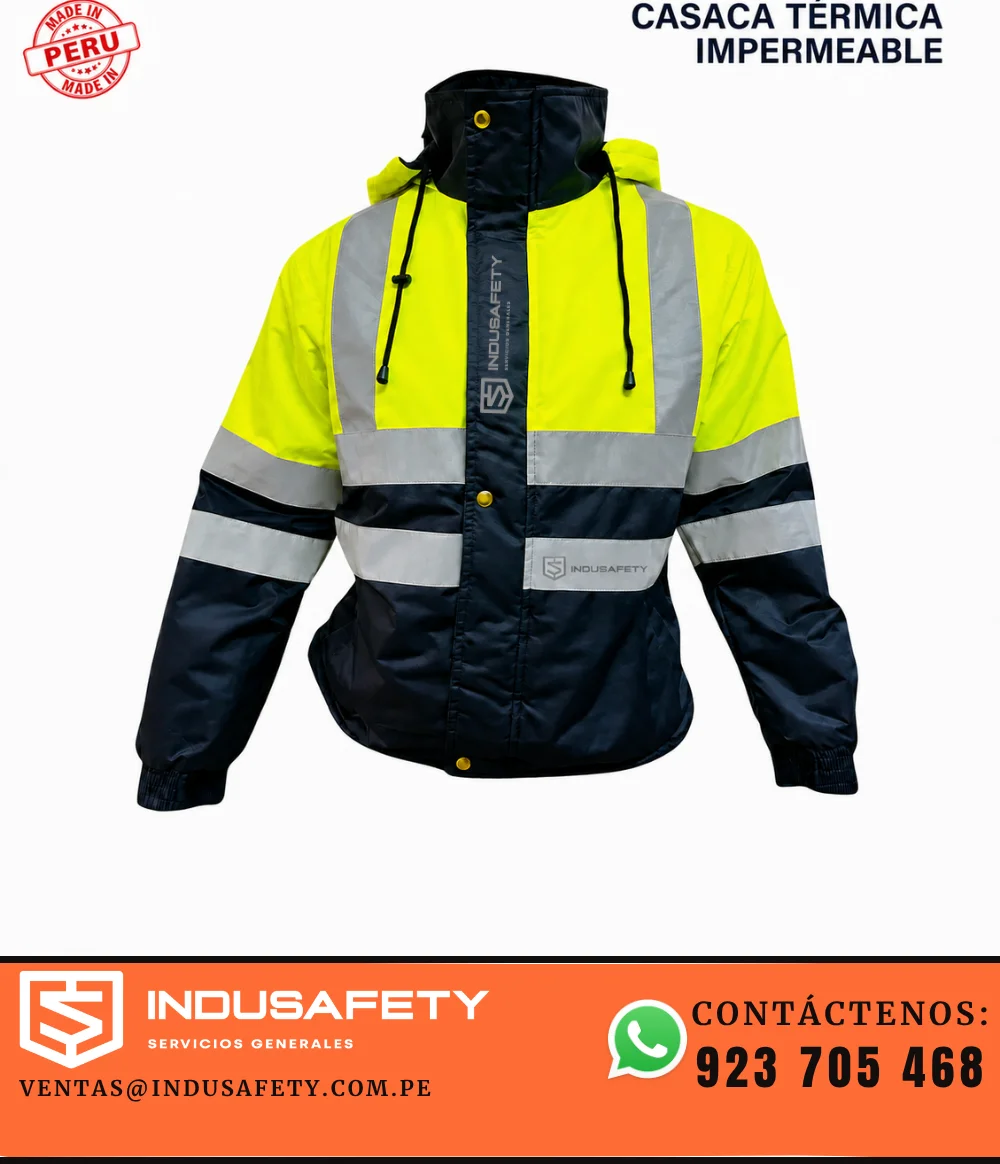 Casaca térmica impermeable de alta visibilidad con forro polar