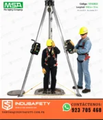 Trípode de rescate MSA 10163033 en uso para trabajos en espacios confinados