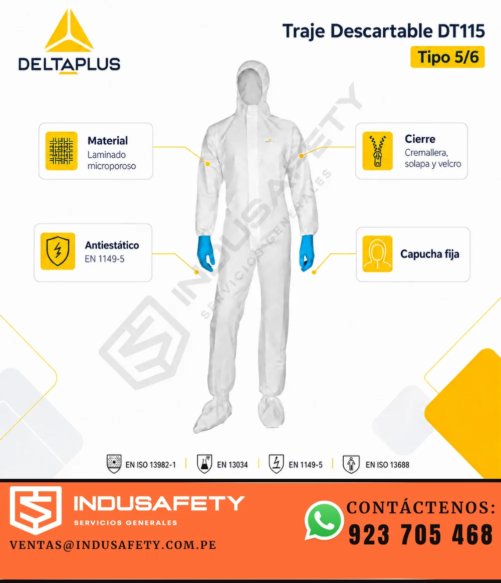 Traje descartable DT115 Delta Plus Tipo 5/6 con capucha