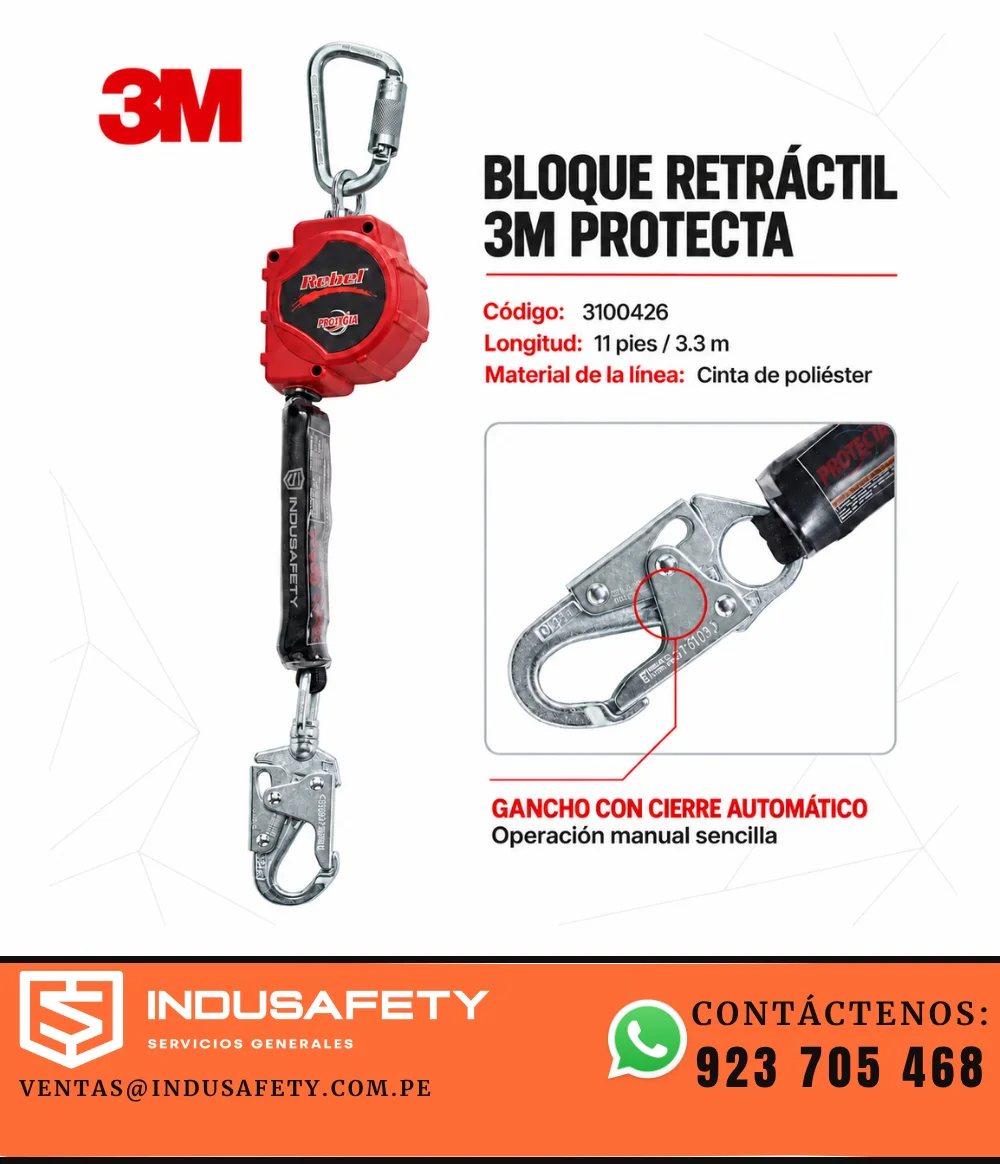 Bloque retráctil 3M Protecta 3100426 de 3.3 m con cinta de poliéster