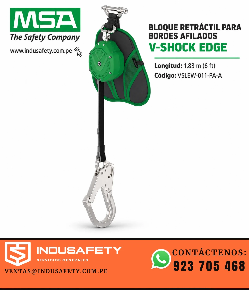 Bloque retráctil MSA VSLEW-011-PA-A de 1.83 m para bordes afilados