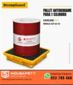 Pallet antiderrame para 1 cilindro StrongGuard SCP-A2-43 de 43 litros en uso