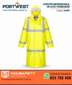 Capotín impermeable de alta visibilidad Portwest H445 disponible en Lima, Perú