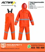 Traje impermeable de PVC ActiveX Storm con chaqueta y jardinera naranja