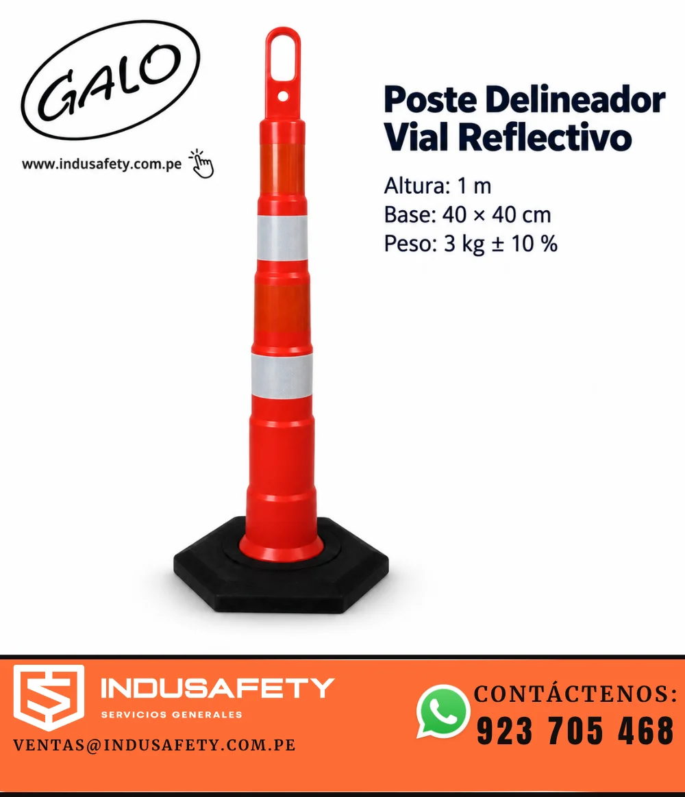 Poste delineador vial reflectivo GALO de 1 m con base de caucho