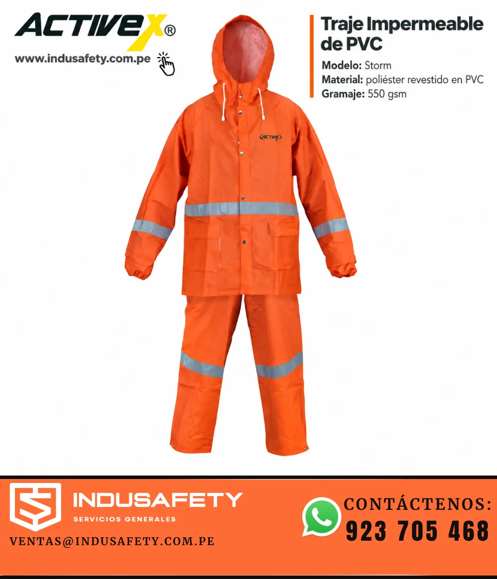 Traje impermeable de PVC ActiveX Storm naranja con cinta reflectiva 360°