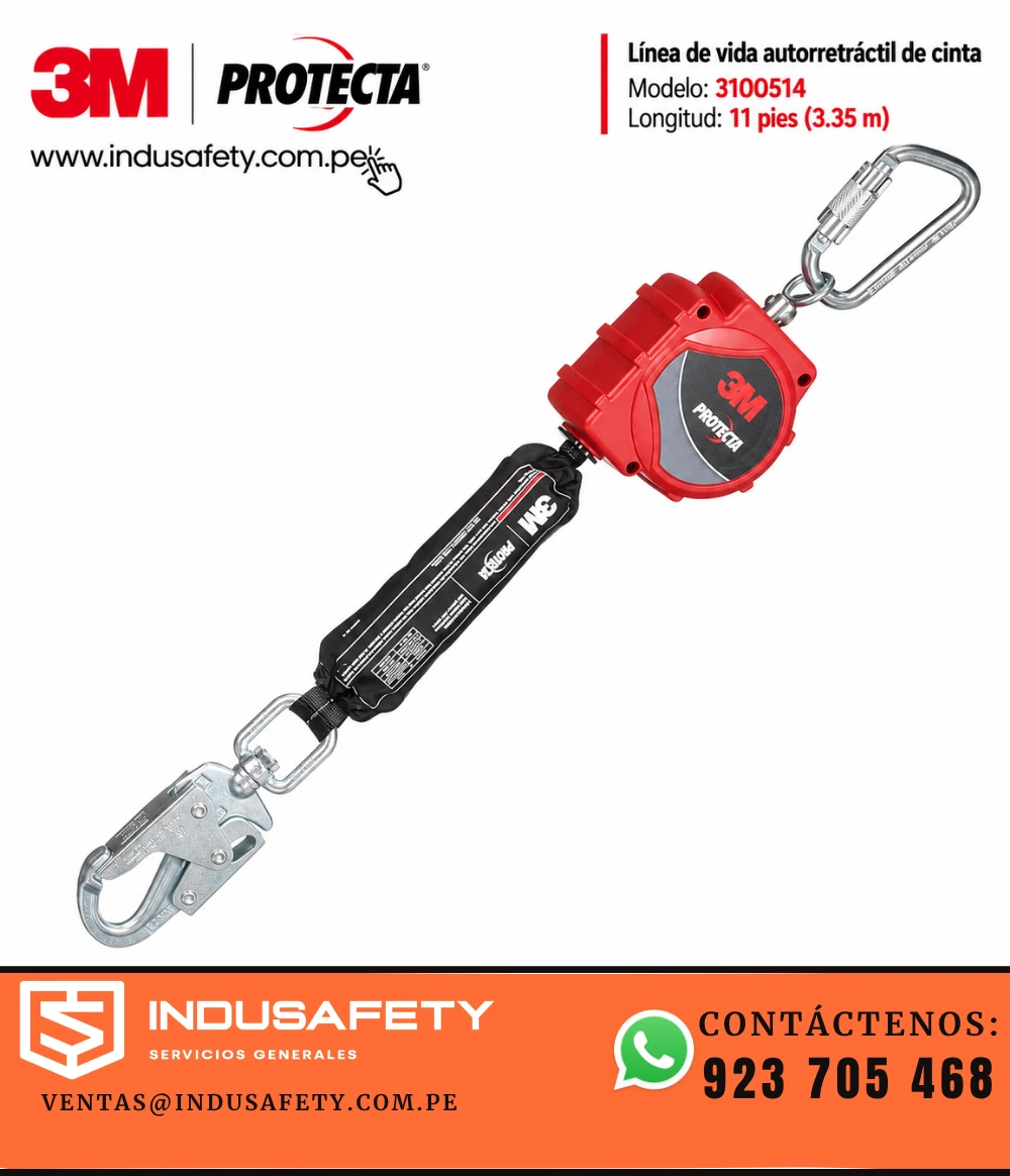 Bloque retráctil 3M Protecta 3100514 de cinta de 11 pies (3.35 m)
